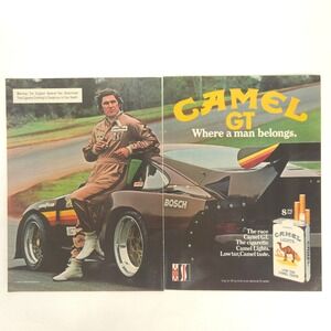 Porsche 935 IMSA Race Car Print Ad Al Holbert Camel GT 1981 Garage Wall Decor